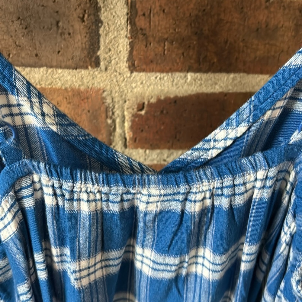 Womens Old Navy Tank Dress, Blue, Small Petite, Plaid, Petite - Picture 6 of 7